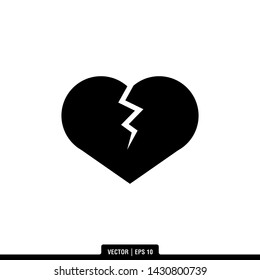 The best of Broken Heart icon vector, illustration logo template in trendy style. Suitable for many purposes.
