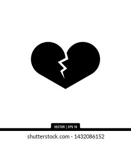 The best of Broken Heart icon vector, illustration logo template in trendy style. Suitable for many purposes.
