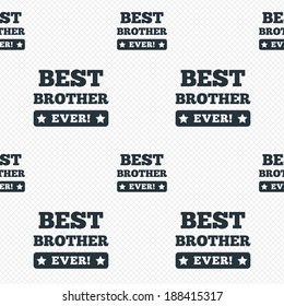 Best brother ever sign icon. Award symbol. Exclamation mark. Seamless grid lines texture. Cells repeating pattern. White texture background. Vector