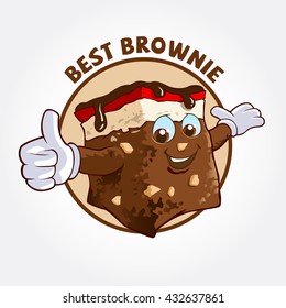 Best Brownie Logo Cartoon Character. Brownie cute cartoon character. Vector logo illustration.