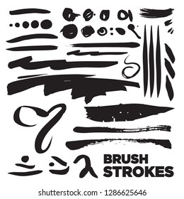 Best Brush Mega pack handmade ink strokes and swirls, lines, dots vector design isolated