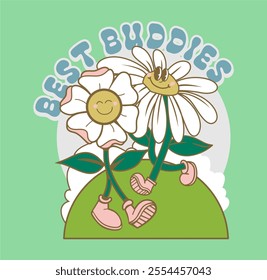
best buddues flowers t-shirt graphic design vector illustration 