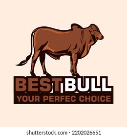 BEST BULL LOGO, silhouette of big and strong brahman cattle standing vector illustrations