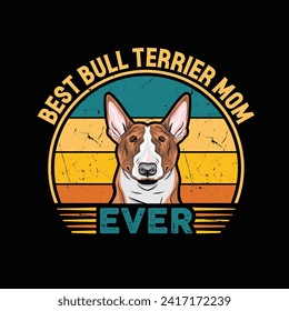 Mejor Madre Terrier Bull Tepage Retro Camiseta Ilustración, Vector de Camiseta Vintage