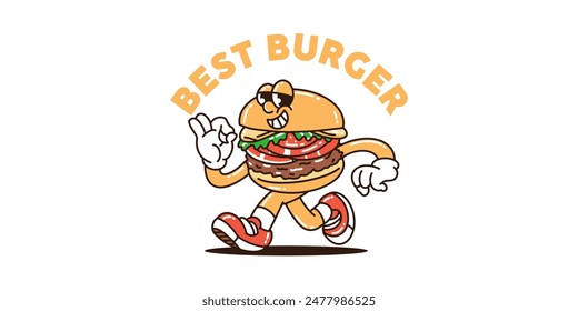 best burger charcater illustration vector logo