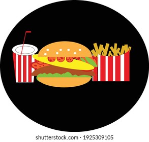 best burger combo containing french fries and drinks