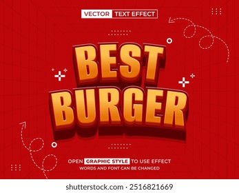 best burger editable text, font effect, 3d text for title