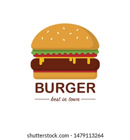 Best burger in town, poster for cafe. Fast food menu. American cuisine.