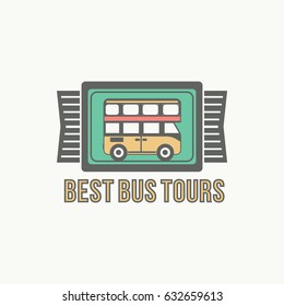 best bus tour badge logo for traffic service tourism, color emblem, vector flat style illustration isolated