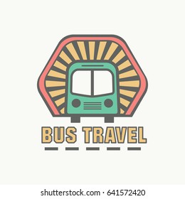 best bus tour badge logo for traffic service tourism, color emblem, vector flat style illustration isolated