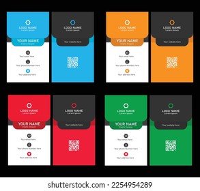 Best Business Card Set, 4 Different Color Red, Orange, Green And cyan.