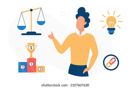 Best business creative solution implementation award. Balanced corporate solving service strategy plan