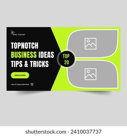 Best business idea tips and tricks video cover banner design, business strategy concept thumbnail banner design, vector illustration eps 10 file format