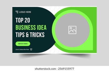 Best business ideas tips and tricks video thumbnail banner design, business concept video cover banner design, fully editable vector eps 10 file format