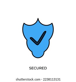 Ilustración vectorial de icono asegurado en dos colores de moda, aislada en fondo blanco. Recursos gráficos perfectos editables para muchos fines. Icono Escudo.
