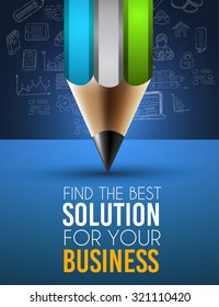 Best Business Solution Infographic Layout Template for data and information analysis with a number of solutions available. Ideal for product presentation, item ranking, ideas evaluation and so on.