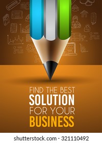 Best Business Solution Infographic Layout Template for data and information analysis with a number of solutions available. Ideal for product presentation, item ranking, ideas evaluation and so on.