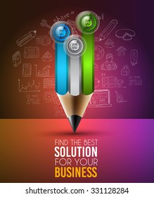 Best Business Solution Infographic Layout Template for data and information analysis with a number of solutions available. Ideal for product presentation, item ranking, ideas evaluation and so on.