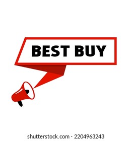 Best buy banner speech bubble, megaphone icon. Vector illustration isolated on white background.