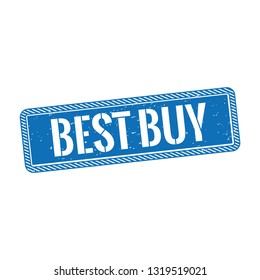 best buy blue isolated square rubber stamp tag