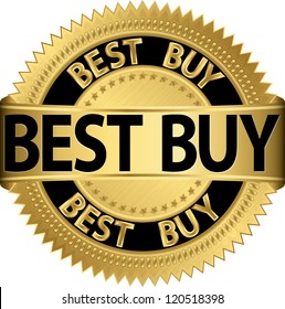 Best buy golden label, vector illustration