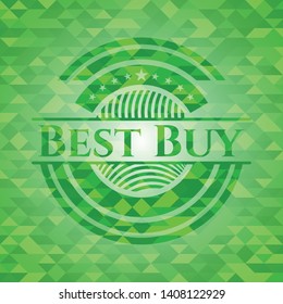 Best Buy green emblem with mosaic ecological style background. Vector Illustration. Detailed.