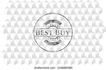 Best Buy grey emblem with geometric cube white background