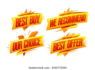 Best buy, our choice, best offer - sale vector symbols set