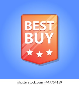 Best Buy red label. Vector illustration.