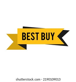 Best Buy Sale Promotion Tag. Special Offer And Best Price Yellow Ribbon And Sign. Vector Illustration For Retail, Commerce, Marketing, Advertising