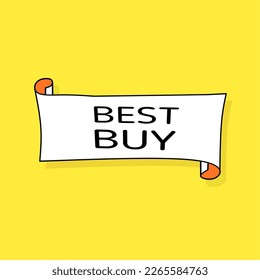 Best buy text on paper icon. Vector banner template design.