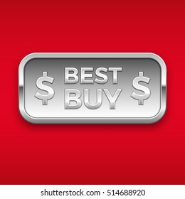 Best buy vector badge, silver