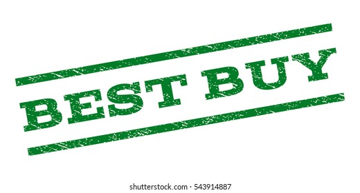 Best Buy watermark stamp. Text tag between parallel lines with grunge design style. Rubber seal stamp with scratched texture. Vector green color ink imprint on a white background.