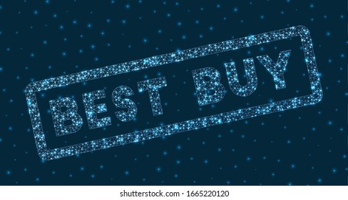Best Buy word in digital style. Glowing geometric Best Buy badge. Awesome vector illustration.