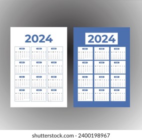 best calendar for 2024,corporate modern calendar 2024, Blue and multicolored 2020 calendar planner vector design,