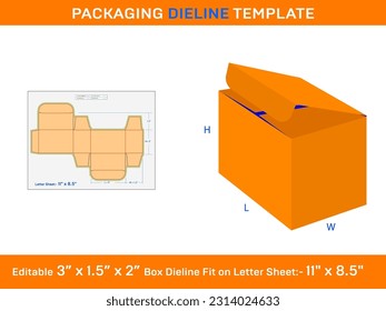 Best Candle box 3x1.5x2 inch dieline template