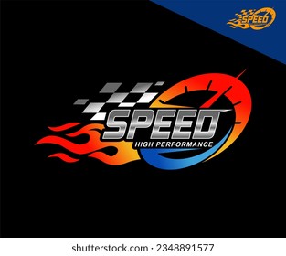 Best car fast and speed, flame and speedometer racing logo template vector. automotive logo vector template