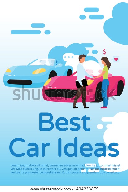 Best car ideas poster vector template. Brochure,\
cover, booklet page concept design with flat illustrations. Car\
dealership, showroom consultant. Advertising flyer, leaflet, banner\
layout idea