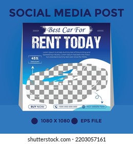 Best car for rent  today sale social media post advertising banner template Design