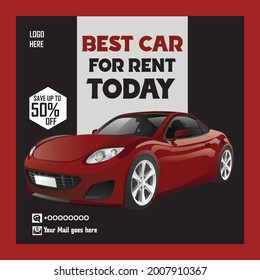 Best car for rent today social media post template. Social media post for car.