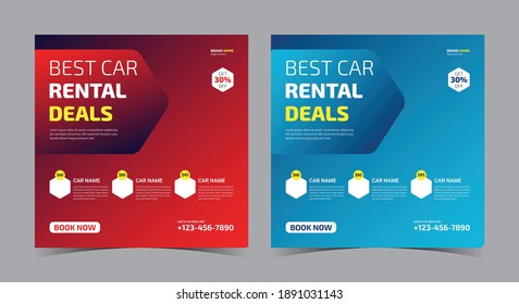
Best Car Rental Deals social media, car rent social media post and flyer