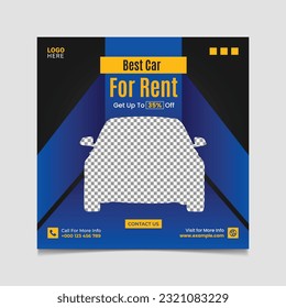 Best car for rental Social Media post Banner design template.