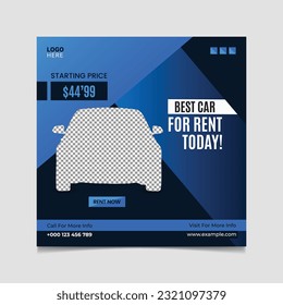 Best Car for rental Social Media Post Banner Template Design on blue color.
