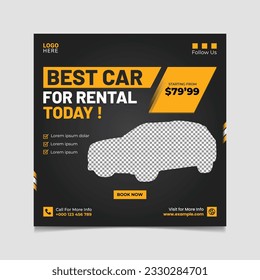 Best Car for rental Social Media Post Banner Template Design.