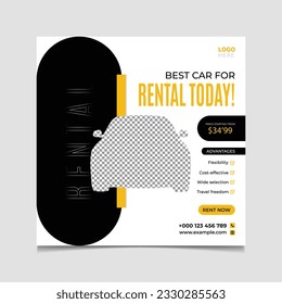 Best Car for rental today Social Media Post Banner Template Design.