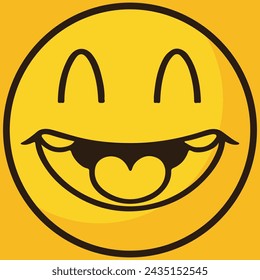 Best cartoon character facial expressions, on yellow background.