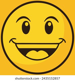 Best cartoon character facial expressions, on yellow background.