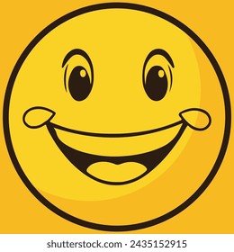 Best cartoon character facial expressions, on yellow background.