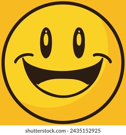 Best cartoon character facial expressions, on yellow background.