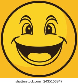 Best cartoon character facial expressions, on yellow background.